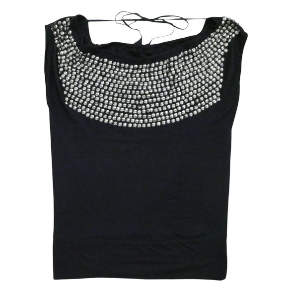 CECILIA DE BUCORT studded jersey top sz M NWT navy blue - Picture 3 of 7